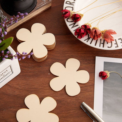 Blulu 50 Pcs 3 Inch Unfinished Wooden Flower Cutouts Wooden Discs Crafts Blank Flower Shape Ornaments Embellishments Slices for DIY Projects Decoration