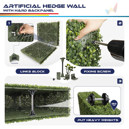 Windscreen4less 18Wx36Hx6D inches Artificial Boxwood Hedge Wall, Greenery Fake Grass Background Partition, Outdoor Privacy Wall for Terrace, Balcony, Restaurant, Garden, Party Decoration