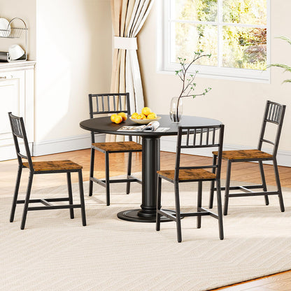 HOOBRO Dining Chairs Set of 2, Wooden Kitchen Chairs with Metal Frame, Industrial Dining Chairs with Back, Easy to Assemble, Farmhouse Dining Chairs for Living Room, Rustic Brown and Black BF39CD01