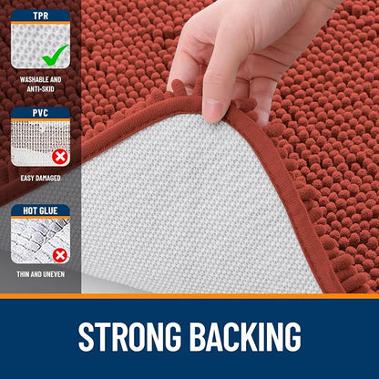 OLANLY Large Bathroom Rugs 70x46, Soft Absorbent Chenille Bath Rugs, Rubber Backing Quick Dry, Machine Washable Bath Mats for Bathroom Floor, Tub and Shower, Home Decor Accessories, Rustic Terracotta