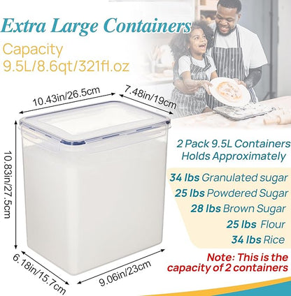 Vtopmart 9.5L 2 Pack Extra Large Flour Sugar Storage Containers