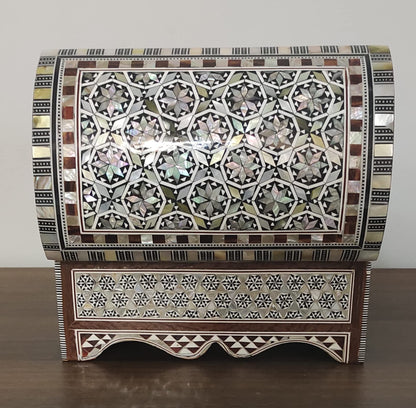 Handmade Egyptian Jewelry Box – Mother of Pearl Inlay – Decorative Wooden Trinket Box for Women Oriental Keepsake Storage Organizer ((8" X 5" x 5" inch M04)