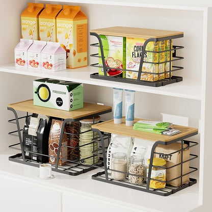 3 Pack Stackable Pantry Organizer, Trash Bag Dispenser Under Sink, Kitchen