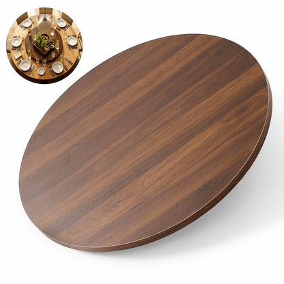 Briwooody 24" Black Walnut Wood Lazy Susan for Table Top, Large Turntable Rotating Serving Tray for Counter Top Solid Wooden Round Lazy Susan Organizer for Kitchen Spinning Food Server Centerpieces