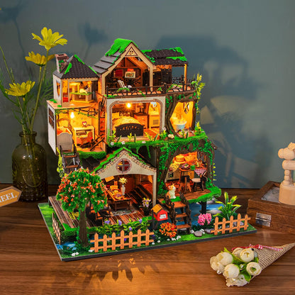 CUTEROOM Miniature House Kits for Adults, Mini Dollhouse Wooden Furniture Kit, DIY Craft Kits Creative Room Tiny House for Decoration-Fairytail Forest