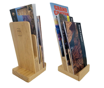 Elegant 3-Tier Pine Wood Literature Holder, Trifold Brochure Holder, Flyer Holder, Postcard Display and Countertop Wooden Display Stand [Pack of 1]