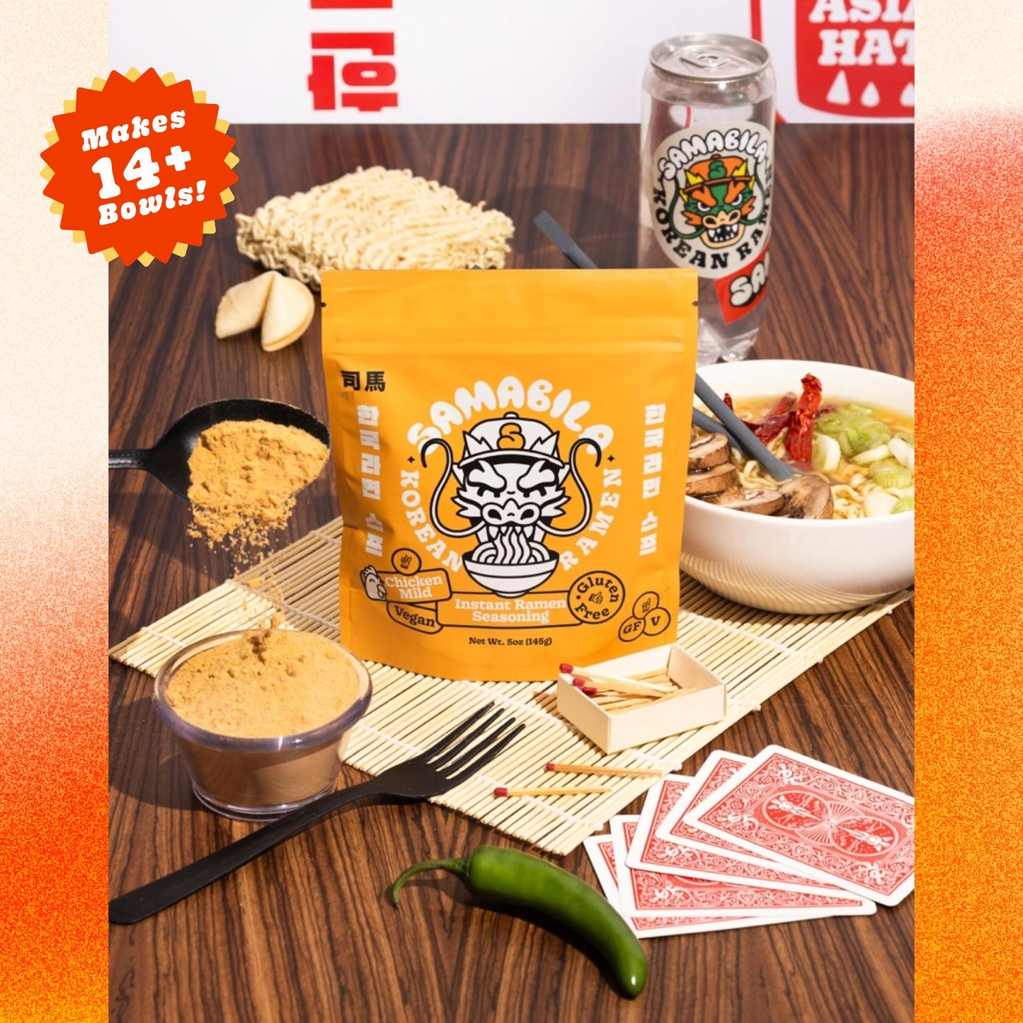 SAMABILA Chicken Instant Ramen Seasoning Powder - Gluten Free - Vegan - Mild - Premium Instant Noodle Soup Powder - 5 oz
