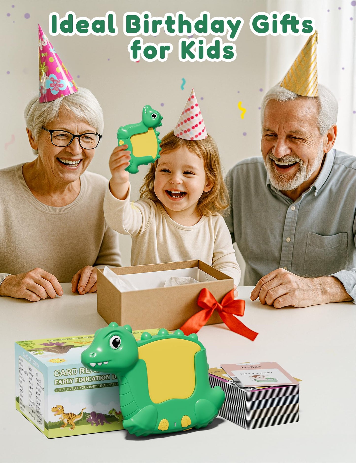Spanish and English Talking Flash Cards for Toddlers with 510 Sight Words, Dinosaur Shaped Bilingual Buddy Pocket Speech Therapy Autism Toys, Educational Learning Toys Gift for Kid Boys Girls