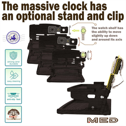 MED Wood Phone Docking Station for Men – Nightstand Organizer & Charging Station for Multiple Devices – Birthday Gift for Husband Dad, Father's Day – Holds Phone, Watch, Wallet, Keys (Black)