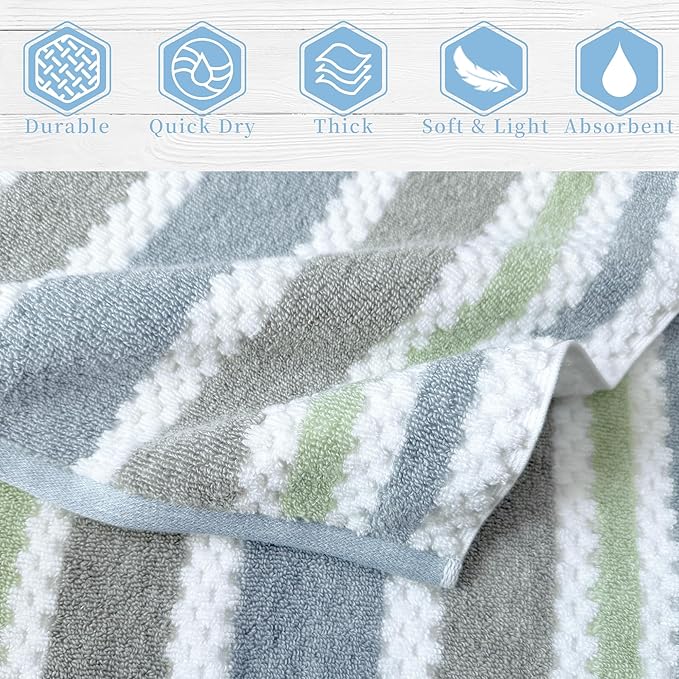 Waffle Washcloths for Bathroom, Striped Wash Cloths 6 Pack 13"x13"