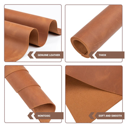 Shkira 12''X24'' Genuine Light Brown Leather Sheets for Crafts - Square - 2.0MM Thick Genuine - Thick Cowhide Pieces Square - Leather Sheet for Arts and Crafts