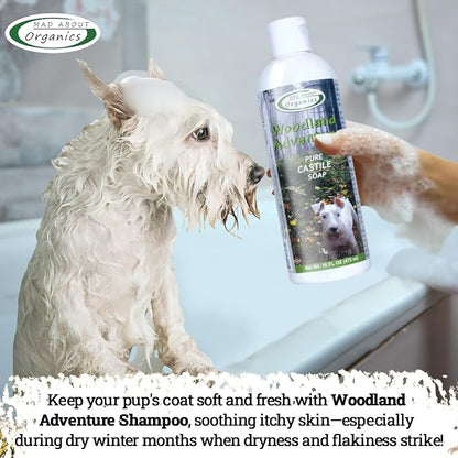 Woodland Adventure Pure Castile Dog Shampoo - Gentle Moisturizing Formula for All Skin Types, Crafted with Pure Ingredients, Mild and Nourishing for Dogs 4 Weeks & Up, 16 oz