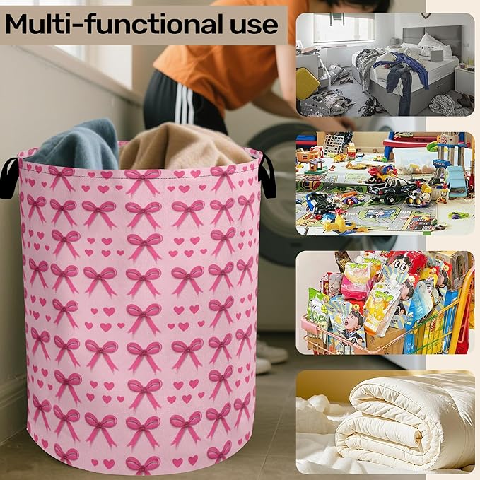 Pink Bow Laundry Hamper
