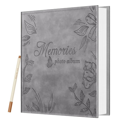 Fintie Photo Album Self Adhesive for 3x5 4x6 5x7 6x8 8x10 Pictures, 60 Sticky Pages DIY Photo Album with A Metallic Pen, Scrapbook Book for Family Wedding Anniversary Pictures, Gray