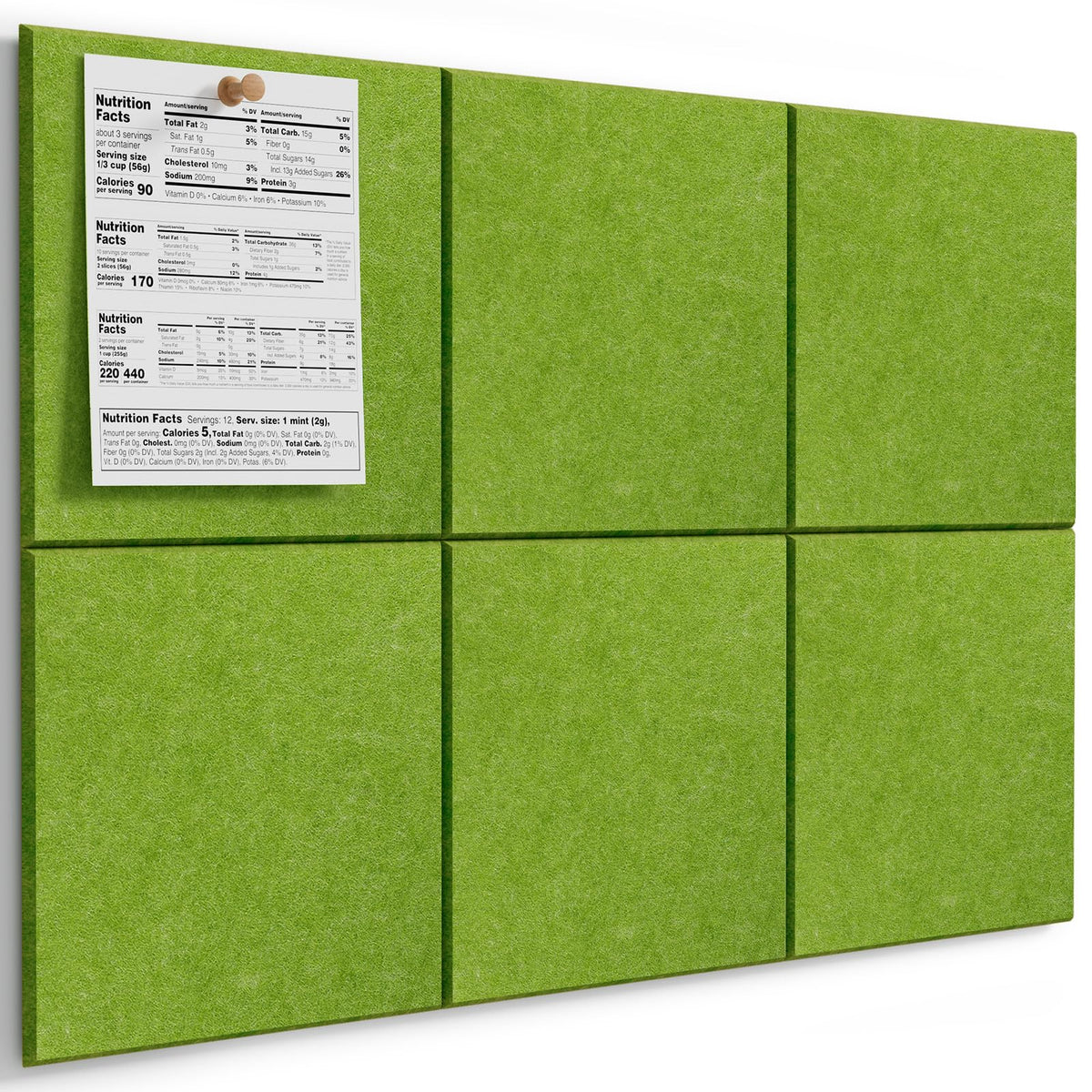 MaxGear Large Cork Board for Wall 36" x 24", Forest Green Bulletin Board, 6 Pack Felt Wall Tiles with Pushpins, Cork Boards for Office Pin Board Tack Board Cork Boards