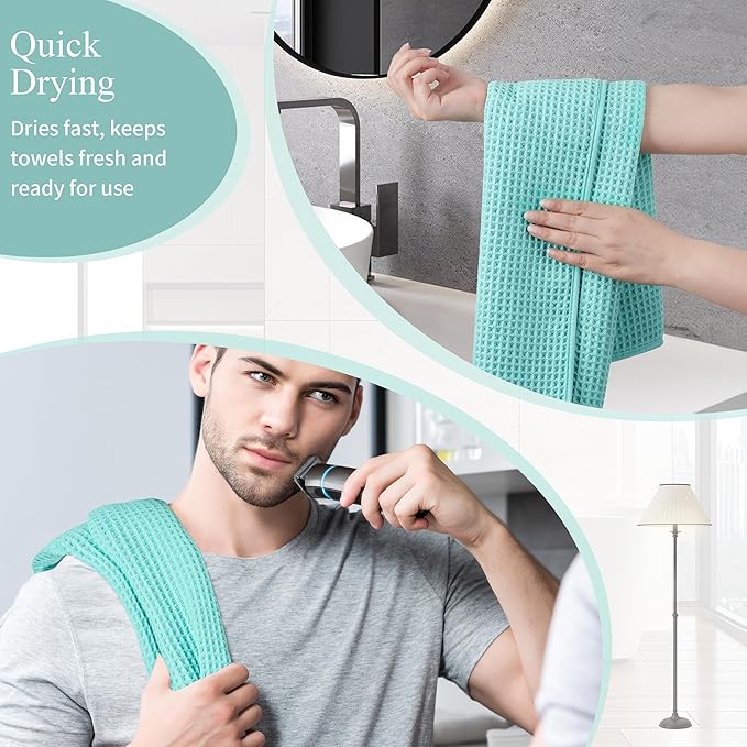 Microfiber Waffle Hand Towels, 4 Pieces, Fast Drying, Lint Free 430 GSM