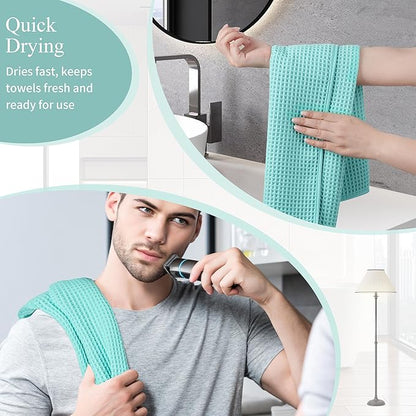 Microfiber Waffle Hand Towels, 4 Pieces, Fast Drying, Lint Free 430 GSM