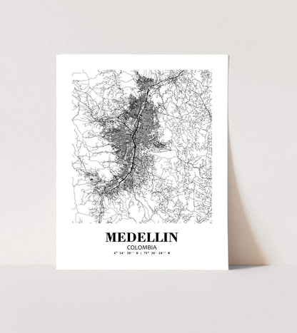 Eleville 8X10 Unframed Medellin Colombia City View Abstract Road Modern Map Art Print Poster Wall Office Home Decor Minimalist Line Art Hometown Housewarming wgn399