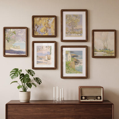 12x16 Picture Frame, USA-Sourced Walnut Wood Photo Frame with HD Tempered Glass, Handcrafted Rustic Farmhouse Wooden Frame for Wall & Tabletop Display, Matted to 8.5x11