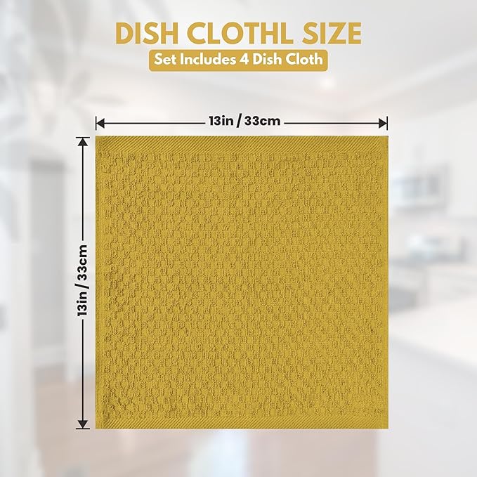 Infinitee Xclusives Premium Dish Cloth 100% Cotton 12 x 12 Inches |Pack of