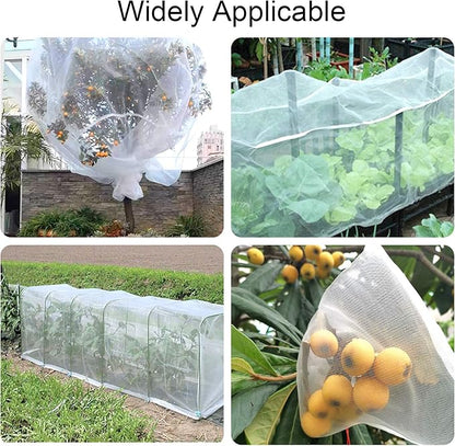Unves 8x10ft Garden Netting, White Mosquito Net Insect Mesh Bird Netting Barrier Screen, Plant Net Row Cover for Vegetables, Garden Bed Cover Protect Fruit Tree Flowers Crops Grow