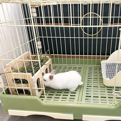 Rabbit Hay Feeder Wooden Hay Rack Guinea Pig Hay Holder Less Wasted Hanging Hay Feeder for Bunny Chinchillas Guinea Pig Small Animal Supplies