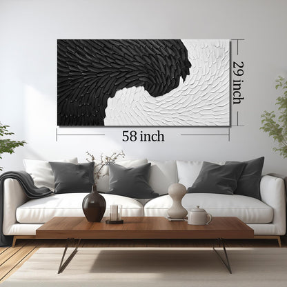 WVMAPTA Minimalism Canvas Wall Art for Dining Room Black and White Artwork for Wall Office Large Abstract Painting Wall Art for Living Room 29 x 58 Inch