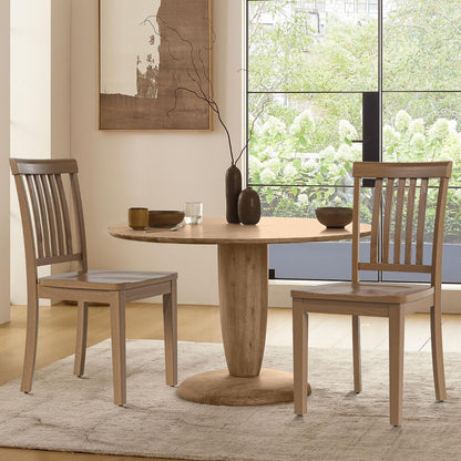 COLAMY Wooden Dining Chairs Set of 2, Solid Rubberwood Kitchen & Dining Room Chairs, Farmhouse Rustic Side Chairs for Dining Table, Anti-Slip Protection, Classic Windsor Style Seating, Oak Light Brown