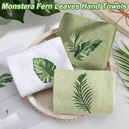 3 Pcs Tropical Palm Leaves Hand Towels