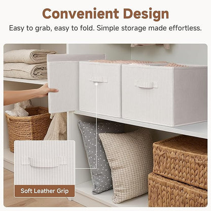 StorageWorks Foldable Shelf Organizer Bins, Closet Storage Baskets