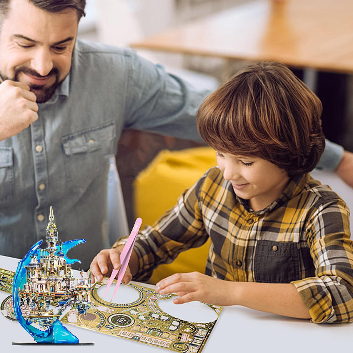 MU 3D Metal Puzzles for Adult Atlantis Palace, Lost World DIY Metal Model Kits Building Architecture Assembling Brain Teaser, Xmas Birthday New Year Girlfriend Gift Desk Home Decor