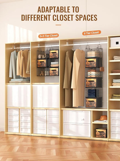 Closet Hanging Organizer with Drawers, 6 Tier Metal Closet Organizers and