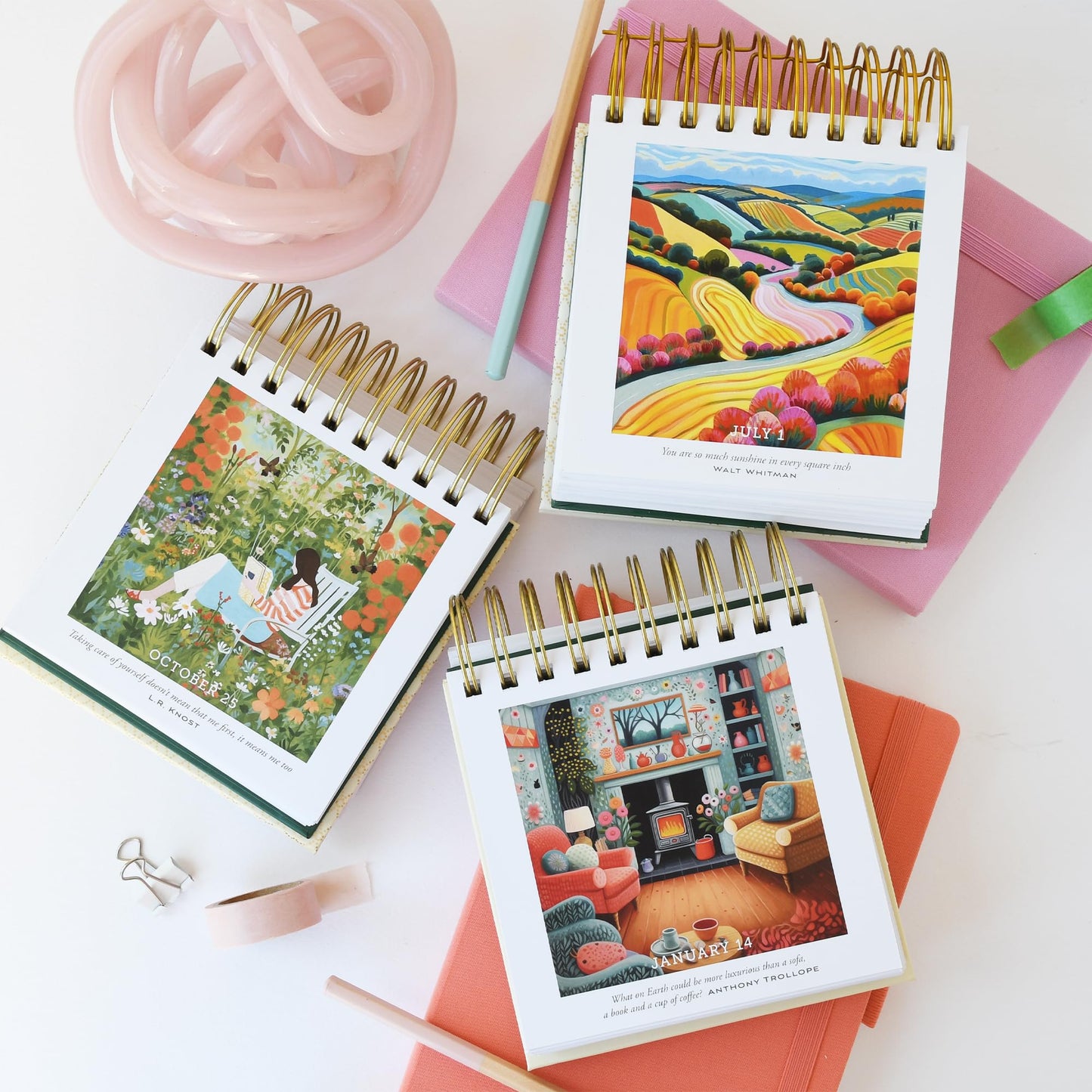 Primrosia Inspiring Perpetual Calendar: Undated Daily Desk Planner for Motivation - Flip Stand Design - Daily Inspirational & Empowering Quotes - Page-a-Day Format.