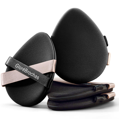 Makeup Sponge Set, GloréBrochas 4PCS Micro Porous Foundation Sponge, Latex-Free PU Makeup Puff, Low Absorption 3.2 Inch Soft Dual-Sided Foundation Puff, Individually Wrapped