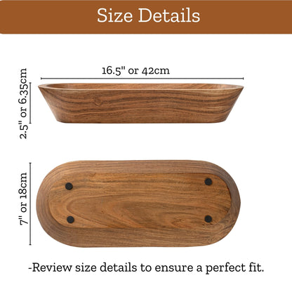 Mie Creations 16.5'' Large Wooden Dough Bowl for Decor, Farmhouse Decorative Centerpiece Oval Dough Bowls for Table | Handmade Long Acacia Wood Bowl, Rustic Thanksgiving Christmas Dining Decorations