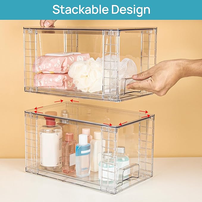 Vtopmart 2 Pack Large Stackable Storage Drawers, Easily Assemble