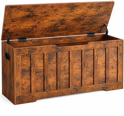 Simple Deluxe 47.2" Storage Chest for Bedroom, Extra Large Wooden Storage Trunk with 2 Safety Hinges, Entryway Storage Bench, Blanket Chest and Storage Benches for Living Room, Hallway, Brown