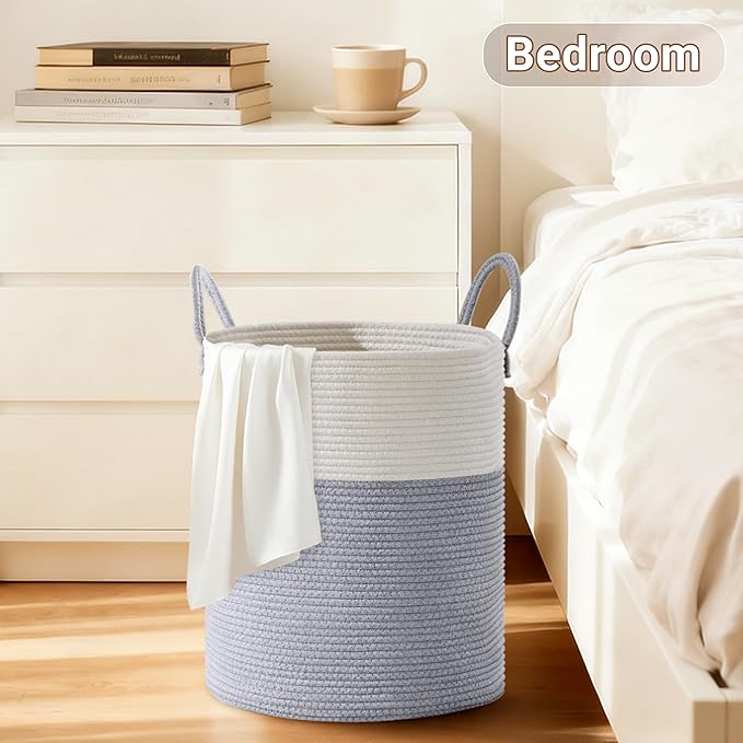 Tall Laundry Basket with Handles, 100L Portable Dirty Clothes Hamper, Boho
