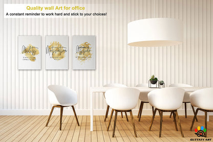 Office Wall Art-3 Panel Motivational Wall Art, Inspirational Quotes Canvas Art for Home Office, Positive Quote Wall Art, Entrepreneur Words Poster Frame 12'x18'x3Pcs