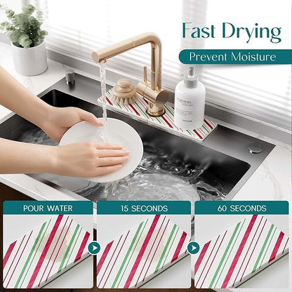 Stone Faucet Mat for Kitchen Sink, Diatomite Drying Stone Mat for Kitchen