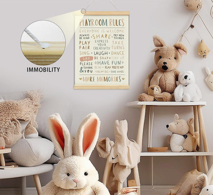 foedor Playroom Rules Decor, Kids Play room Wall Decor Sign Poster Hanger Frame,Playroom Essentials, Decor for Kids Home School Toddler Play room, 12x16 Inch