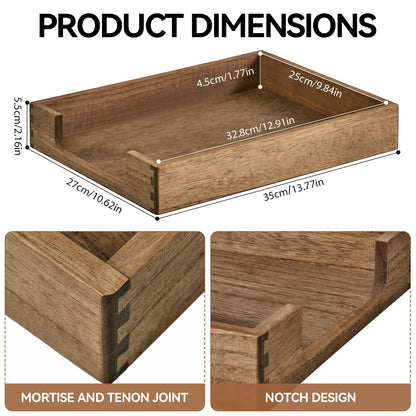 KIRIGEN Wood Letter Tray, Single-Tier Front-Load Desktop Paper Organizer, Brown Wooden Document Tray for Letter and A4 Paper, File Folder, Mail, Home Office Desk, 13.77 x 10.62 x 2.16 Inch, TP-DBR