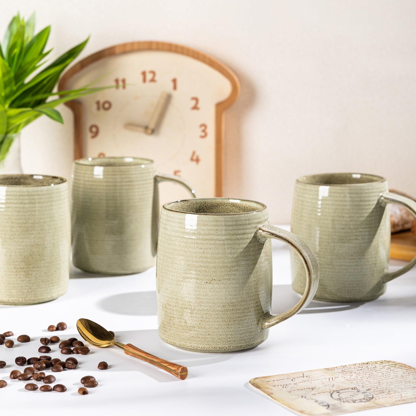 GBhome Large Coffee Mugs Set of 4, 18oz Handmade Ceramic Coffee Mugs Set with Gradient color for Latte/Tea/Beer/Hot Cocoa, Dishwasher & Microwave Safe, Cappuccino