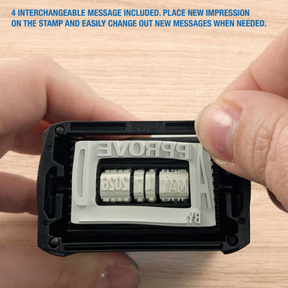 Trodat Printy 4750 Self Inking Date Stamp with Approved, Copy, EMAILED, Scanned – Blue and Red Ink, 1" x 1-5/8"