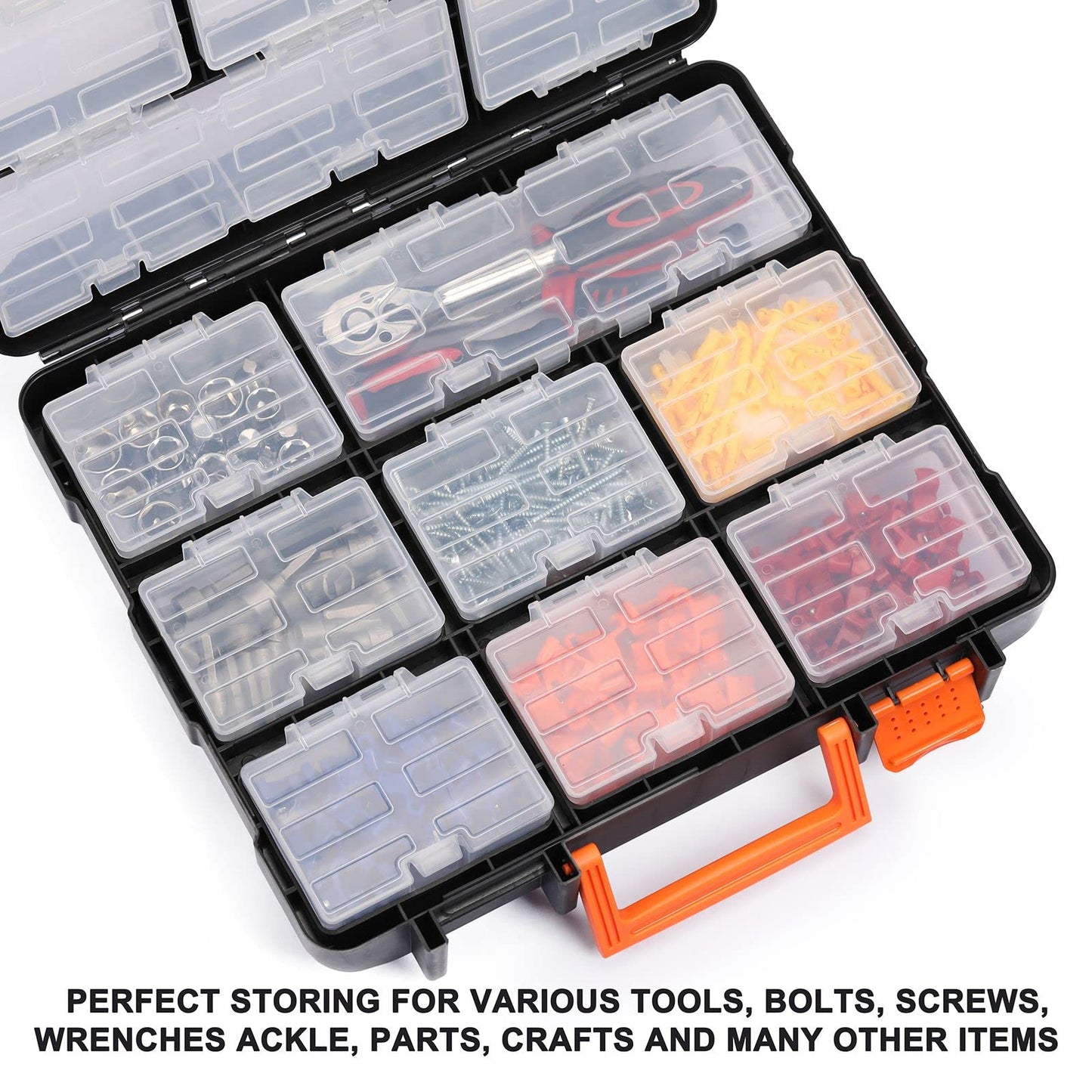 Mayouko 16 Compartments Detachable Toolbox Organizer,Hardware Organizer Box with Removable Sections,Carrying Storage Case for Patts,Screws,Bolts,Nuts,Toys