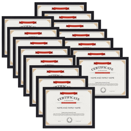 Edenseelake 8.5 x 11 Picture Frame Set of 15, Black 8.5 x 11 Certificate Frame Bulk for Award Document Diploma, Wall or Tabletop Display