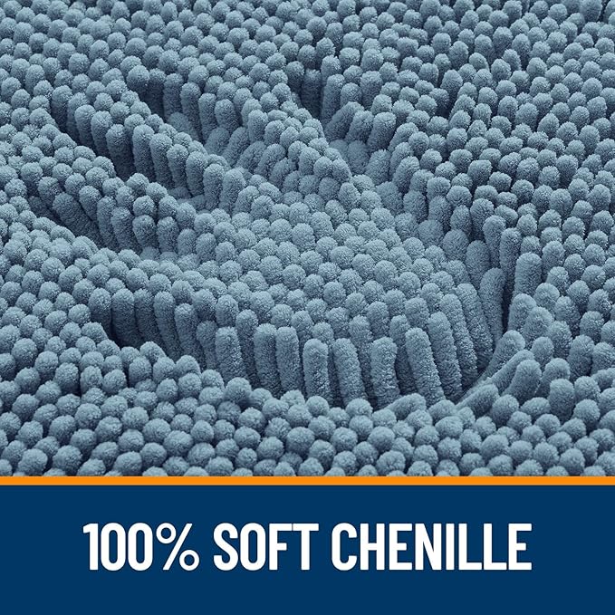 OLANLY Large Bathroom Rugs 59x35, Extra Soft Absorbent Chenille Bath Rugs, Rubber Backing Quick Dry, Machine Washable Bath Mats for Bathroom Floor, Tub and Shower, Home Decor Accessories, Airy Blue