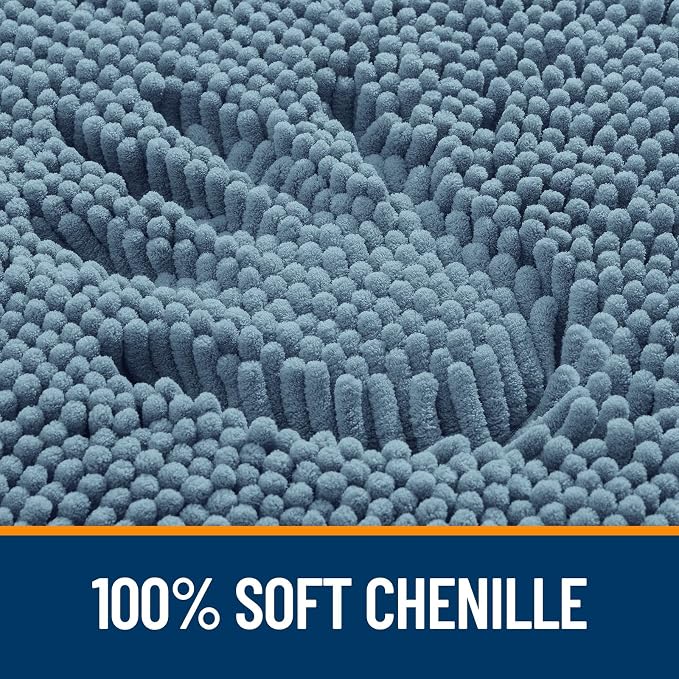 OLANLY Bathroom Rugs 30x20, Extra Soft Absorbent Chenille Bath Rugs, Rubber Backing Quick Dry, Machine Washable Bath Mats for Bathroom Floor, Tub and Shower, Home Decor Accessories, Airy Blue