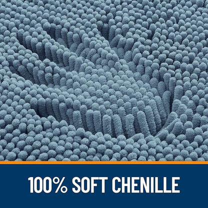 OLANLY Bathroom Rugs 32x20, Extra Soft Absorbent Chenille Bath Rugs, Rubber Backing Quick Dry, Machine Washable Bath Mats for Bathroom Floor, Tub and Shower, Home Decor Accessories, Airy Blue