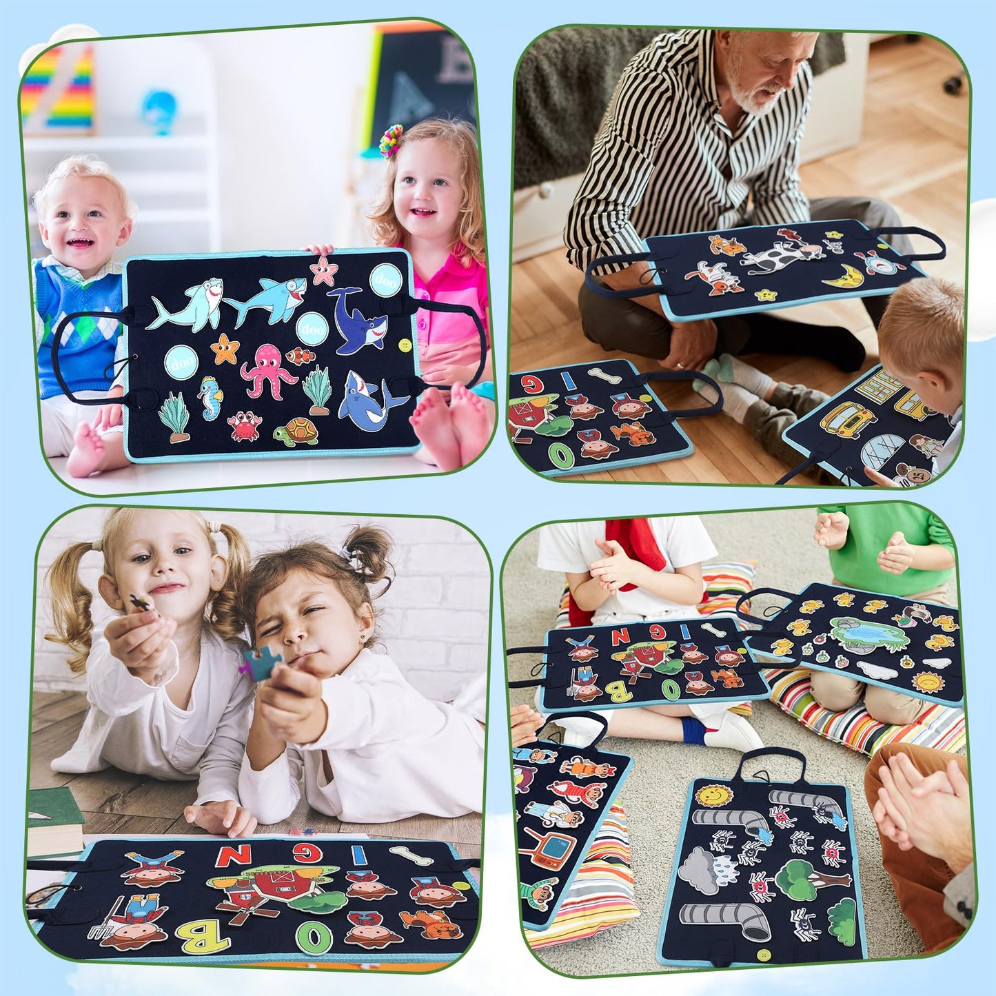 SmoothNovelty 12 Pack Flannel Felt Board Stories Set with a Foldable Board for Preschool Activities Boys Girls(Nursery Rhymes)